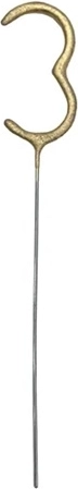 Prskavka a forma di numero 3 dorata 15 cm - 1 pezzo