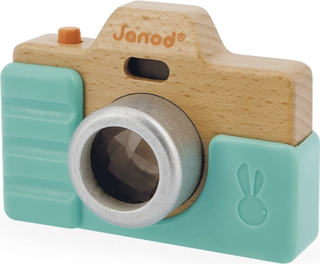 Fotocamera giocattolo in legno Janod per bambini con effetti sonori e luminosi