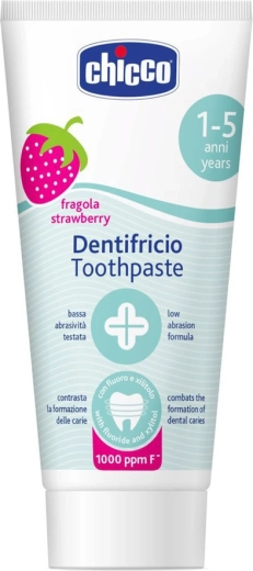Chicco dentifricio per bambini fragola con fluoro 50 ml (1–5 anni)