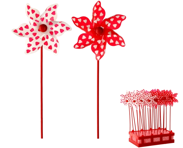 Girandola con cuoricini 9 × 27,5 cm bianca/rossa