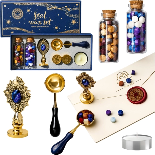 Elegante set per sigilli in ceralacca con timbro