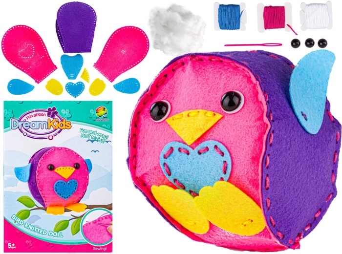 Kit creativo per cucire un peluche – uccellino