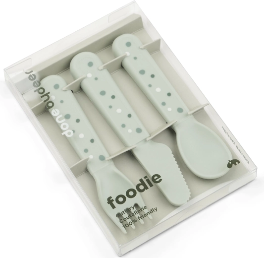 Done by Deer set di posate Foodie Happy dots verde