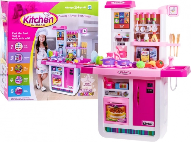 Cucina giocattolo interattiva per bambini con frigorifero e accessori – Frigorifero