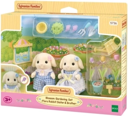 Set floreale Sylvanian Families con i fratelli Flora Rabbit