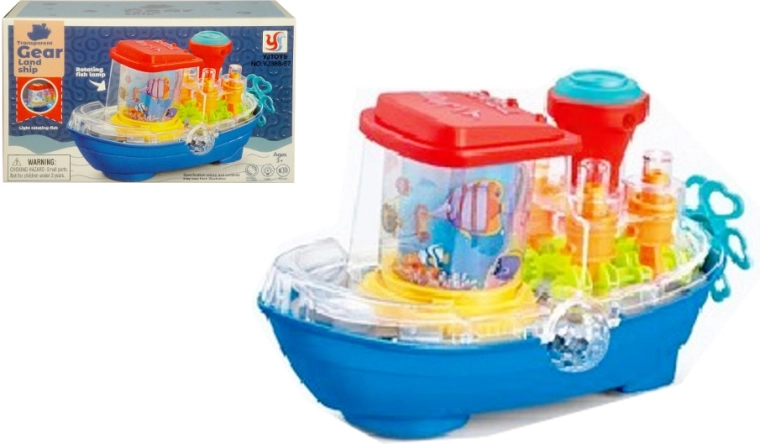 Giocattolo barca con luci, melodie e camino rotante – quinta ruota