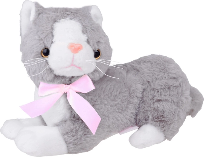 Maskot Flico gattino grigio con fiocco 34 cm