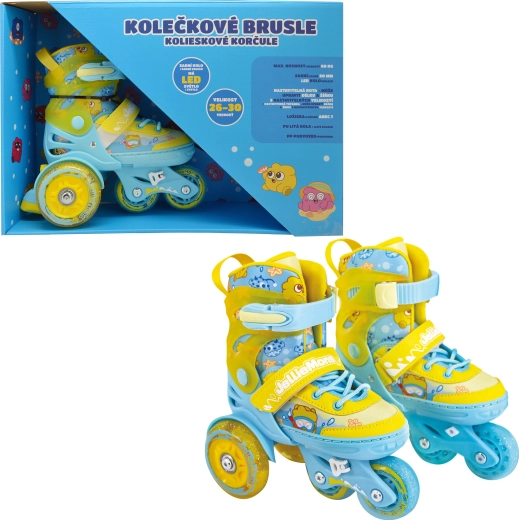 Pattini a rotelle per bambini luminosi gialli (misura 26–30)