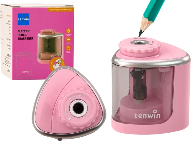 Temperamatite elettrico TENWIN per matite e pastelli 6–8 mm – rosa