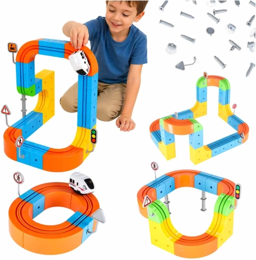 Costruzioni magnetiche – pista da corsa con trenino 65 pezzi