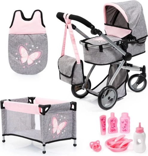 Bayer mega set – passeggino per bambole con lettino e accessori per la nanna