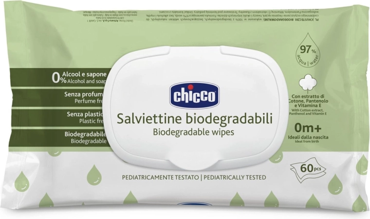 Salviettine umidificate Chicco per bambini senza plastica 60 pezzi