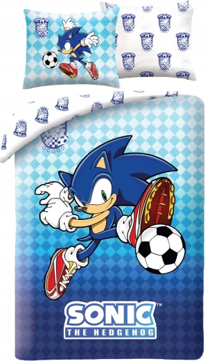 Biancheria da letto per bambini Sonic Football in microfibra blu
