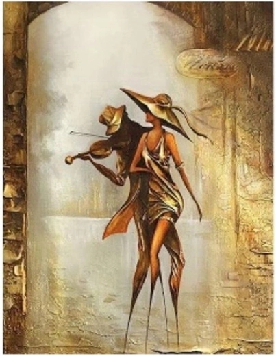 Pittura diamantata – coppia con violino 30 × 40 cm