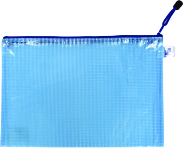 Busta con zip A4 blu, retinata