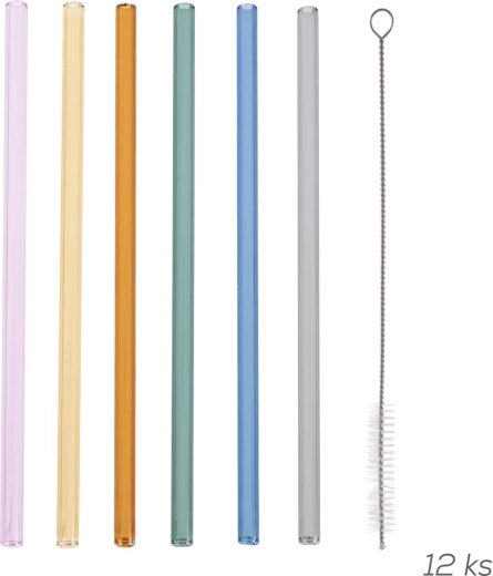 Cannucce in vetro borosilicato 20 cm - set da 12 pz con spazzolino per la pulizia