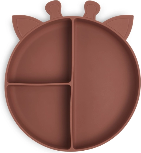 Nuuroo Orla piatto divisorio in silicone giraffa mogano