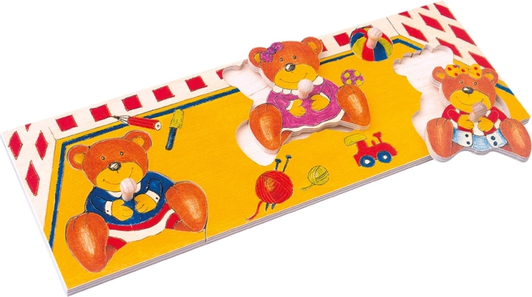 Puzzle in legno su tavola con orsetti