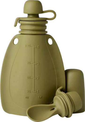 MININOR sacchettino riutilizzabile in silicone con cucchiaino Moss Green