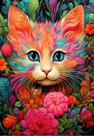 Puzzle Gattino e fiori 1000 pezzi