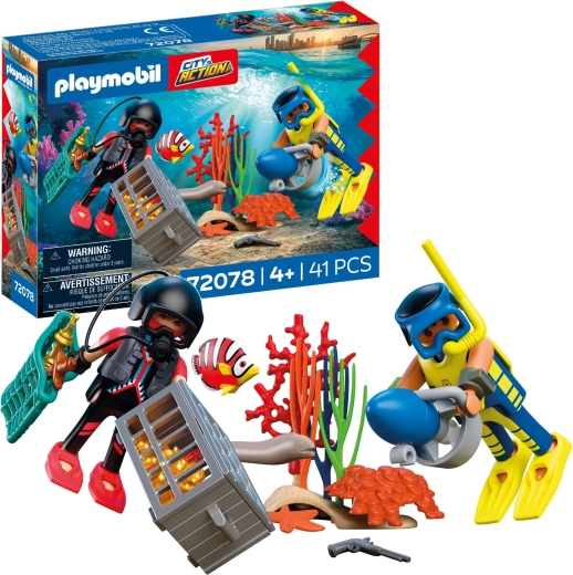 Playmobil City Action sommozzatore della polizia con tesoro – set di gioco con personaggi e accessori