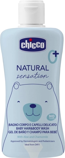 Chicco gel doccia 2 in 1 per corpo e capelli con aloe e camomilla Natural Sensation 200 ml