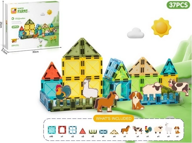 Madej set di costruzioni magnetiche Color Box fattoria, 37 pezzi