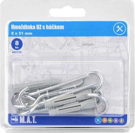 Tassello a nodo con gancio 8 × 51 mm, zinco bianco (8 pz)