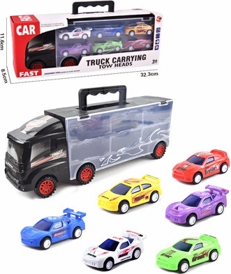 Camion con 6 macchinine e maniglia estraibile