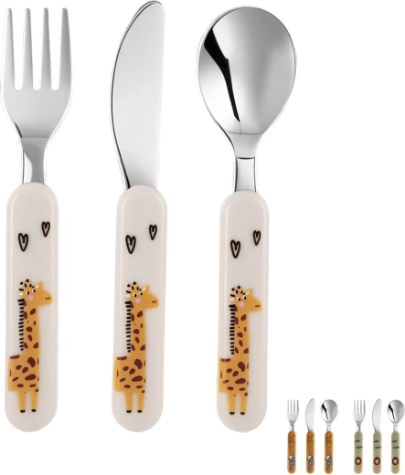Posate per bambini Zoo, set da 3 pezzi
