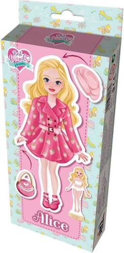 bambole magnetiche da vestire Alice con base in legno