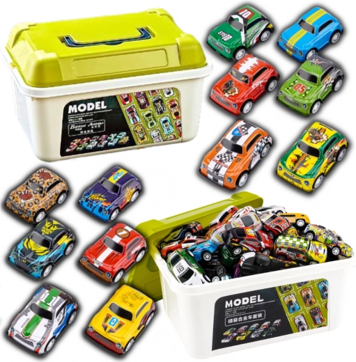 Set di macchinine in metallo con valigetta, collezione colorata da 30 pezzi
