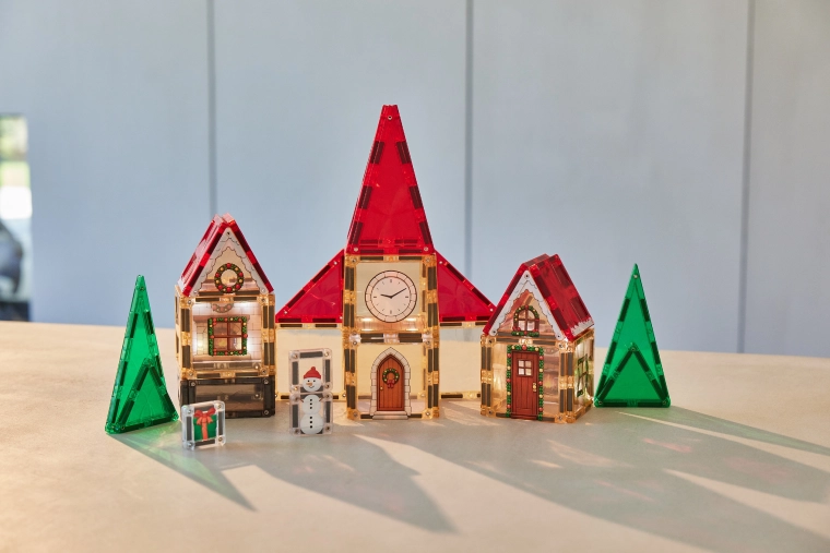 Cleverclixx set da costruzione magnetico calendario dell'Avvento Villaggio di Natale – 46 pezzi