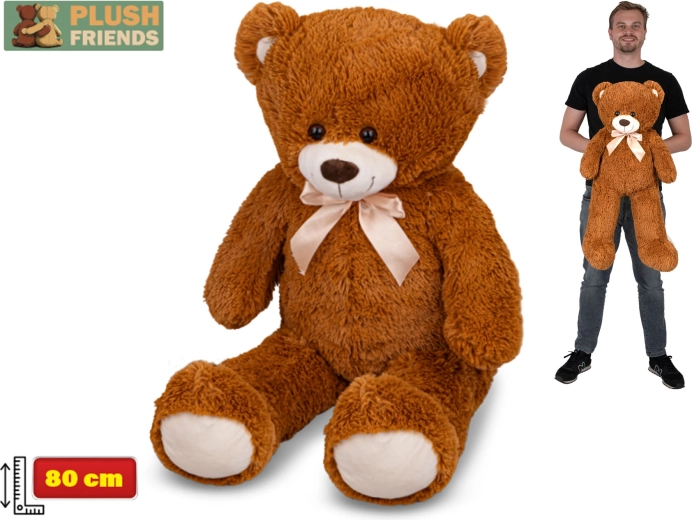 Orso di peluche 80 cm marrone scuro con fiocco Plush Friends