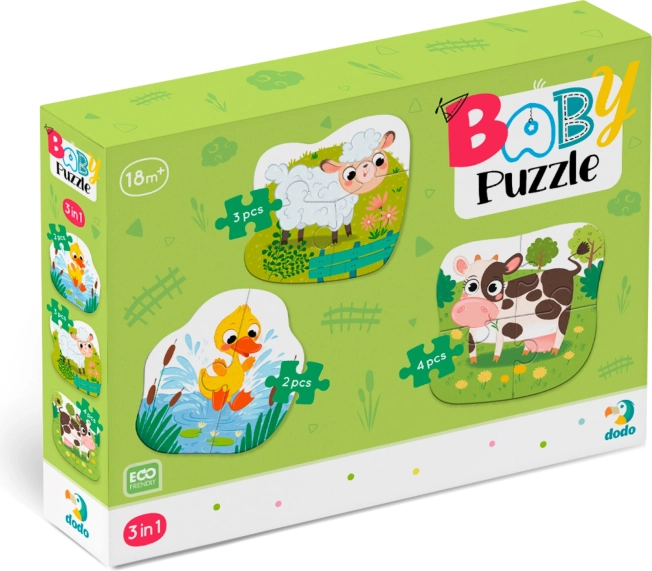 Dodo puzzle per bambini Animali della fattoria 3in1 (2, 3, 4 pezzi)