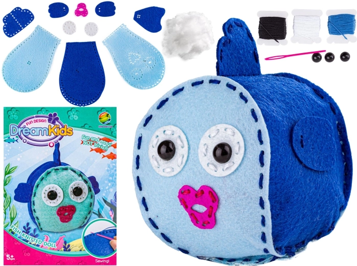 Set creativo di ricamo e cucito per realizzare un peluche a forma di pesciolino - 1 pezzo