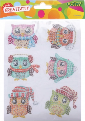 set creativo adesivi diamond gufi