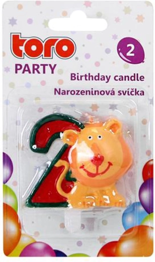 Candela per torta numero 2 con leone TORO 5 cm