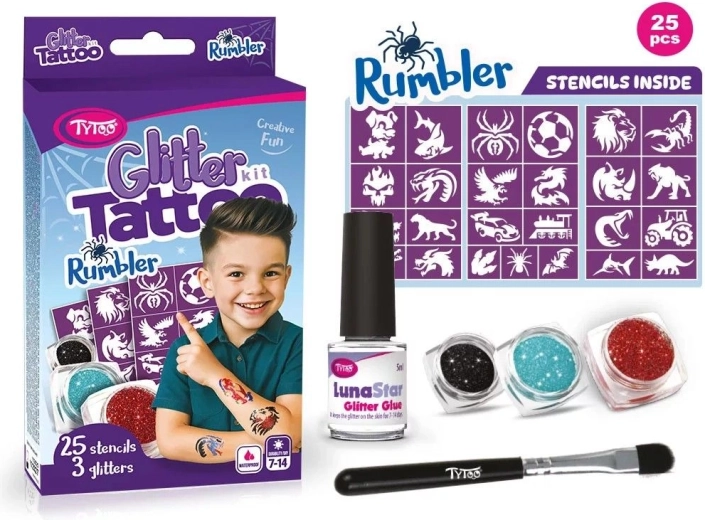 Rumbler set di tatuaggi glitterati per bambini