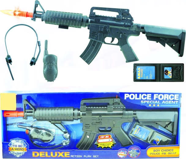 Set della polizia: mitra con ricetrasmittente – set da 4 pezzi