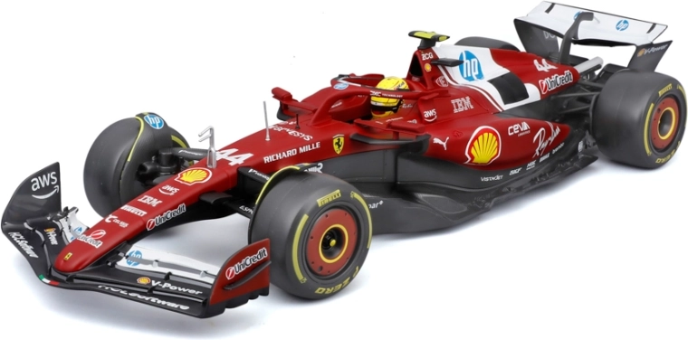 Modello Bburago Formula 1 Ferrari SF-25 2025 Lewis Hamilton #44 1:18 con casco