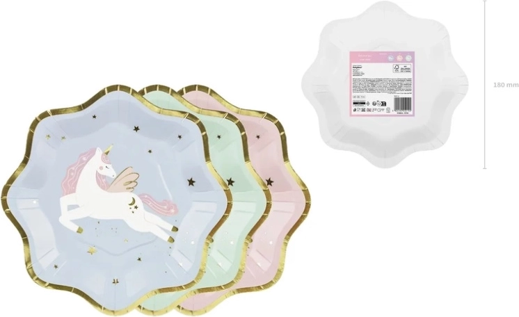 Piattini con unicorno mix 18 × 18 cm (6 pz)