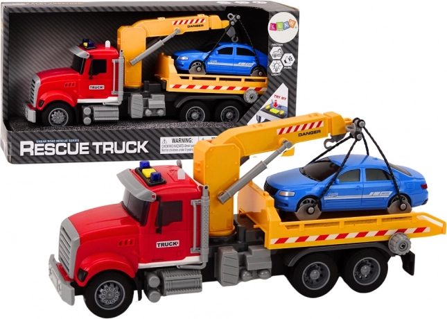 Carro attrezzi rosso con gru ed effetti luminosi