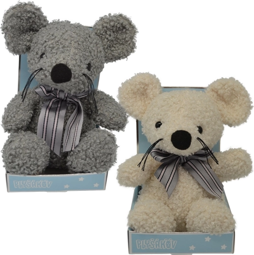 Topolino di peluche con fiocco 15 cm – più colori