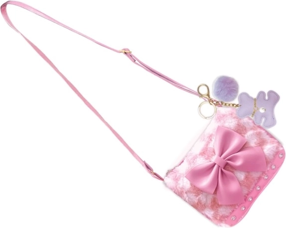 HOT FOCUS pochette effetto peluche con ciondolo