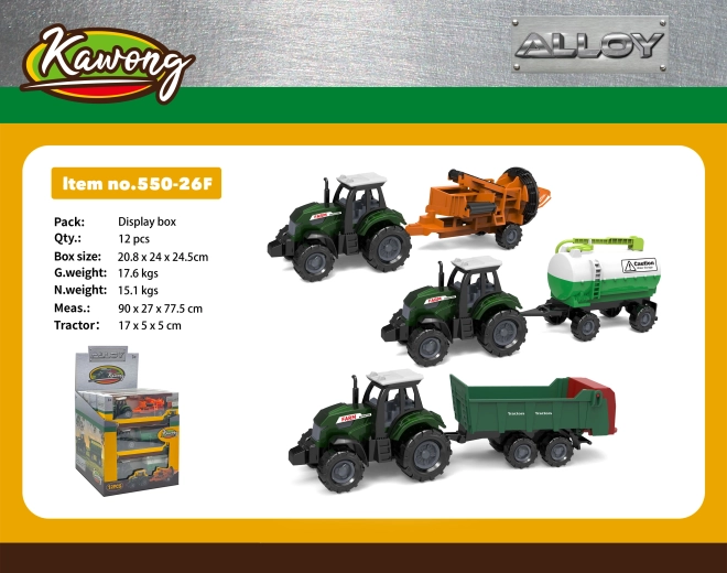 Trattore con accessori metallo/plastica 17 cm