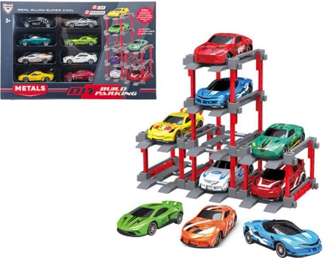 Parcheggio multipiano con macchinine