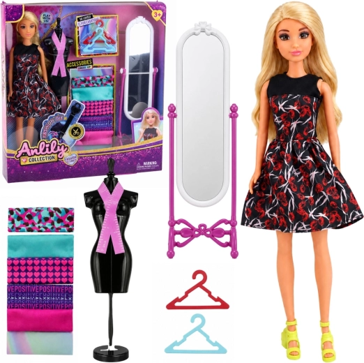 Bambola Anlily stilista di moda con manichino, specchio e accessori