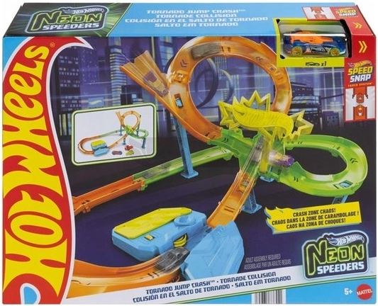 Hot Wheels pista da gara neon Tornado Jump Crush Neon Speeders