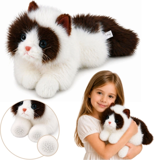 Gatto persiano di peluche marrone e bianco 50 cm con zampe appesantite